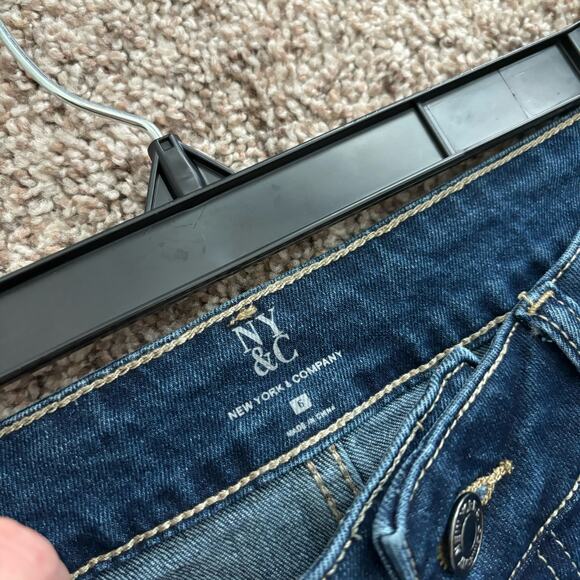 NWT New York & Company Wide Leg Dark Wash Jean Sz 6 Office High Waisted - Picture 5 of 13